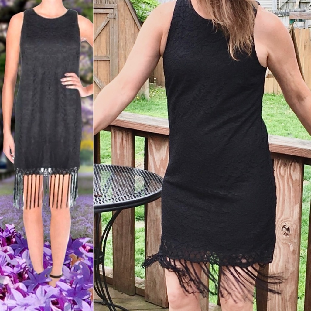 Lush S Black Lace Floral Overlay Fringed Sleeveless Dress! New!